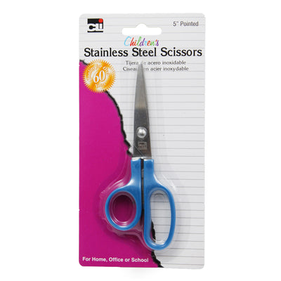 Children's 5" Scissors, Pointed Tip, Assorted Colors, Pack of 24