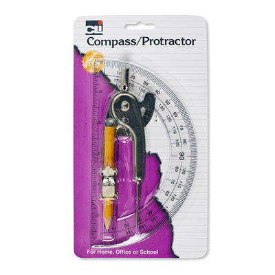 Ball Bearing Compass & 6 Inch Protractor Combo Set, 12 Sets