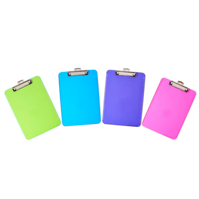 Plastic Clipboard, Letter, Assorted Colors, Pack of 6