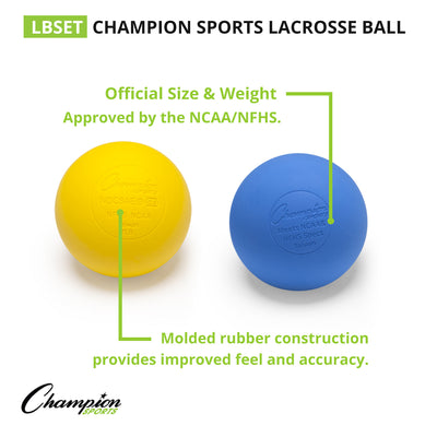 Official Lacrosse Ball Set, 6 Assorted Colors