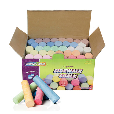 Sidewalk Chalk, Assorted Colors, 4", 37 Pieces Per Pack, 3 Packs