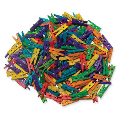 Mini Spring Clothespins, Bright Hues Assorted, 1", 250 Per Pack, 2 Packs
