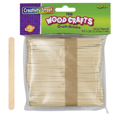 Regular Craft Sticks, Natural, 4.5" x 3-8", 150 Per Pack, 12 Packs