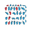 Magnetic Sign Language Letters, Red & Blue Colors, Assorted Sizes, 26 Pieces Per Pack, 2 Packs