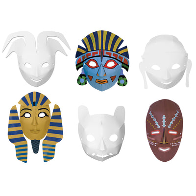 Die-Cut Paper Masks, Multi-Cultural Assortment, Assorted Sizes, 24 Per Pack, 3 Packs