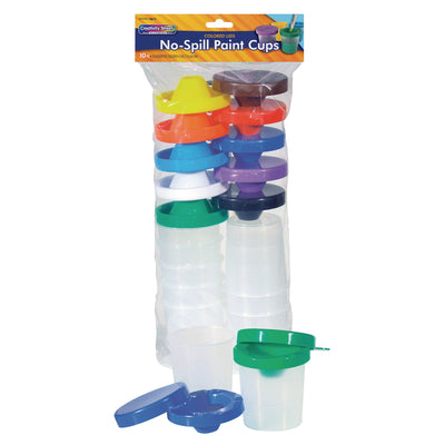 No-Spill Round Paint Cups with Colored Lids, 3" Dia., 10 Per Pack, 2 Packs