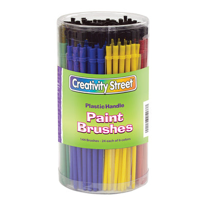 Plastic Handle Brush Classroom Pack, Economy Brushes, 7" Long, 144 Brushes Per Pack, 2 Packs
