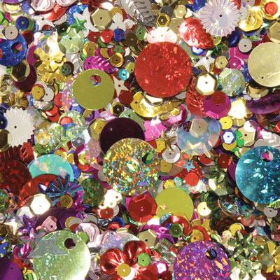 Sequins & Spangles Jar, Assorted Colors & Sizes, 230 grams