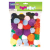 Pom Pons, Bright Hues, Assorted Sizes, 100 Pieces Per Pack, 3 Packs