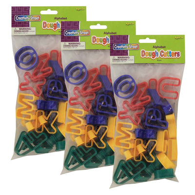 Dough & Clay Cutter Set, Capital Letters, 1-9-16", 26 Pieces Per Pack, 3 Packs