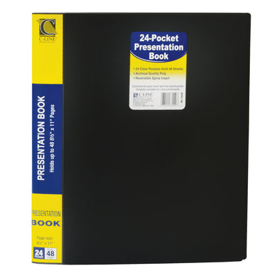 Bound Sheet Protector Presentation Book, 24-Pocket, Pack of 3