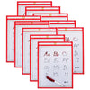 Reusable Dry Erase Pocket - Study Aid, Neon Red, 9" x 12", Pack of 10