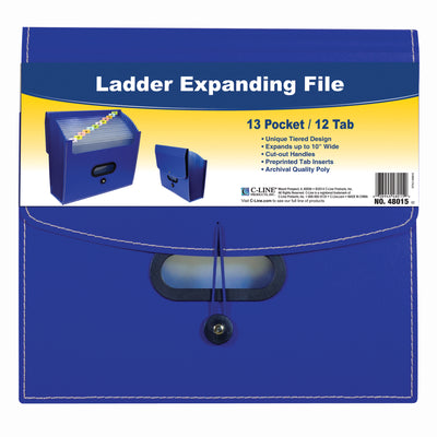 13-Pocket Ladder Expanding File, Blue