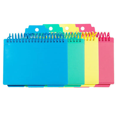 Spiral Bound Index Card Notebook with Index Tabs, Assorted Tropic Tones Colors, Pack of 6