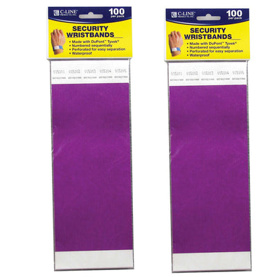 DuPont™ Tyvek® Security Wristbands, Purple, 100 Per Pack, 2 Packs