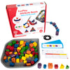 FunPlay Attribute Beads - Homeschool Kit for Kids - 72 Wooden Lacing Beads + 2 Laces + 40 Activities + Messy Tray