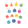 Rainbow Wooden Nuts & Bolts - Set of 7 Pairs - 7 Shapes and Colors - For Ages 12m+ - Loose Parts Wooden Toys for Toddlers and Preschoolers