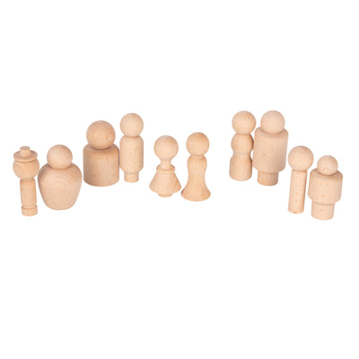 Wooden Community Figures - Set of 10 - For Ages 18m+ - Wooden Peg Dolls for Kids - 10 Different Shapes - Loose Parts Wooden Toys for Toddlers