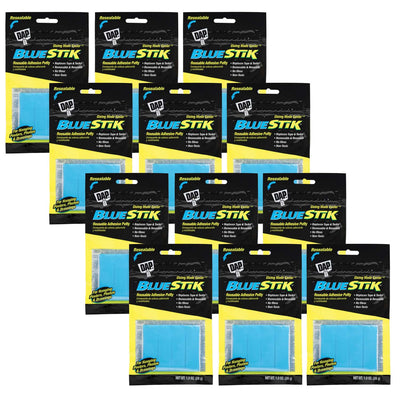 BlueStik™ Reusable Adhesive Putty, 1 oz. Per Pack, 12 Packs