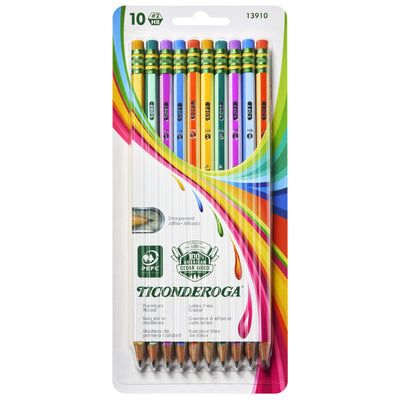 Pencils, #2 Soft, Neon Stripes, Presharpened, 10 Per Pack, 6 Packs