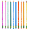 Pencils, #2 Soft, Neon Stripes, Presharpened, 10 Per Pack, 6 Packs