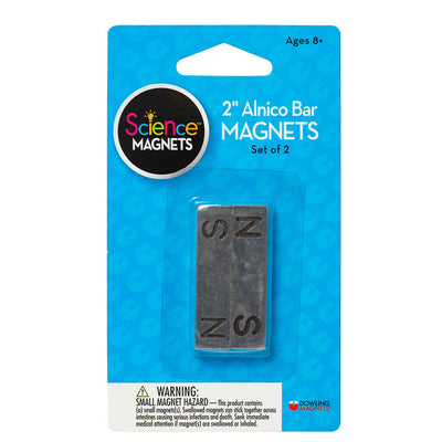 Alnico Bar Magnets, 2", N-S Stamped, Pack of 2, 2 Packs