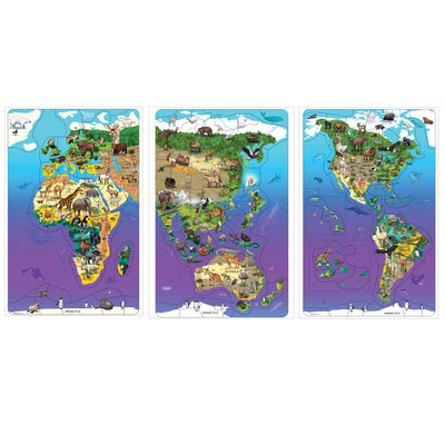 Animal Magnetism® Magnetic Wildlife Map Puzzle Bundle, Set of 3