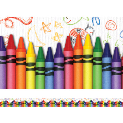 Crayons Layered Border, 35 Feet Per Pack, 6 Packs