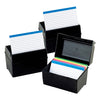 Plastic Index Boxes, 3 X 5, 300 Cards Capacity, Black, Pack of 6