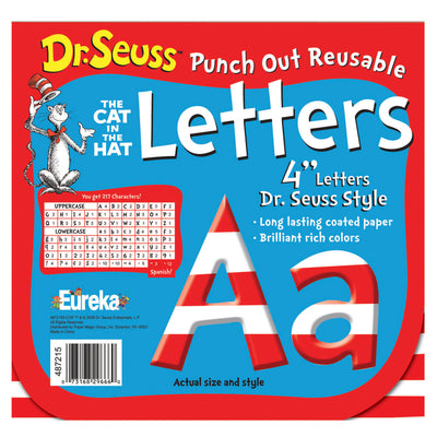 Dr. Seuss™ Stripes Reusable Punch Out Deco Letters, 4", 217 Pieces Per Pack, 3 Packs