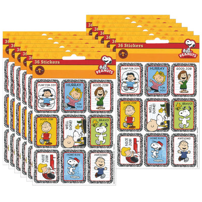 Peanuts® Motivational Sticker, 36 Per Pack, 12 Packs