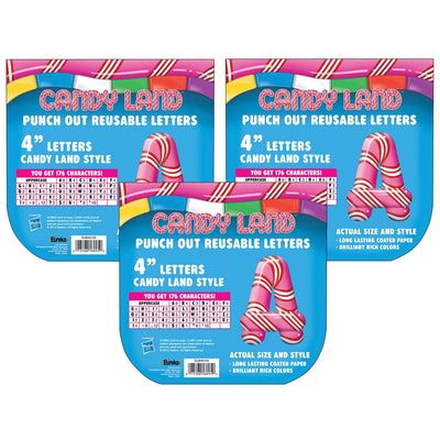 Candy Land™ Peppermint Stripe Deco 4" Letters, 176 Per Pack, 3 Packs