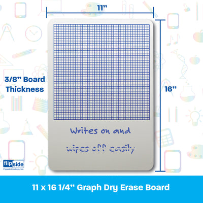 1-4" Graph Dry Erase Board, 11" x 16", Pack of 12