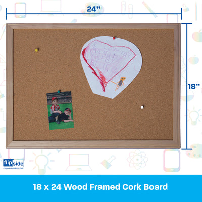 Wood Framed Cork Board, 18" x 24"