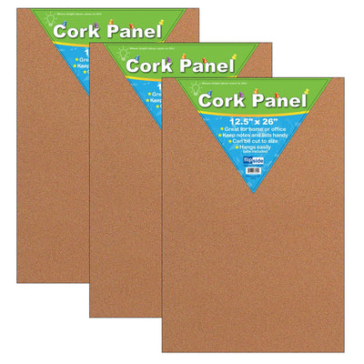 Cork Panel, 12.5" x 26", Pack of 3