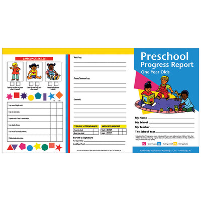 Preschool Progress Report (1 year olds), 10 Per Pack, 6 Packs
