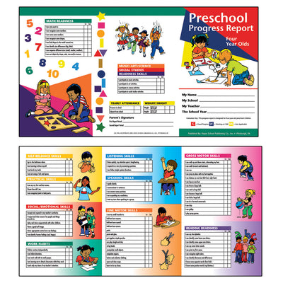 Preschool Progress Report, Four Year Olds, 10 Per Pack, 6 Packs