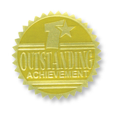 Gold Foil Embossed Seals, Outstanding Achievement, 54 Per Pack, 3 Packs