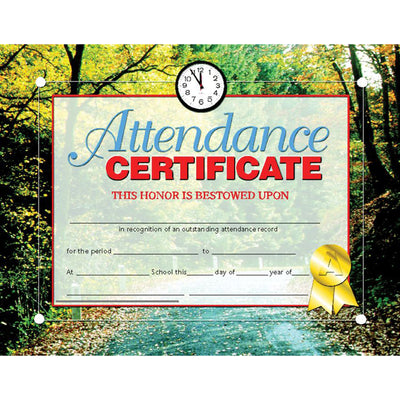 Attendance Certificate, 30 Per Pack, 3 Packs