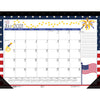 Monthly Academic Deskpad Calendar, Seasonal Holiday Depictions, 12 Months July-June, 22" x 17"
