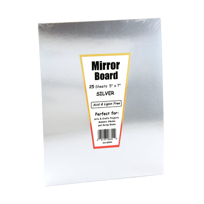 Silver Foil Mirror Board, 5" x 7", 25 Sheets Per Pack, 3 Packs