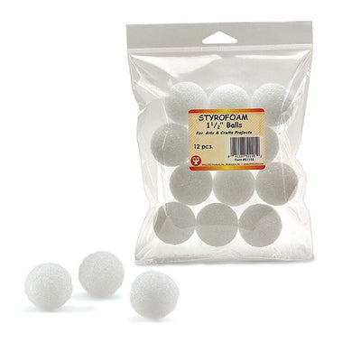 Styrofoam, 1.5" Balls, 12 Per Pack, 6 Packs