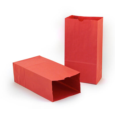 Gusseted Paper Bags, Size #6, Red, 50 Per Pack, 2 Packs