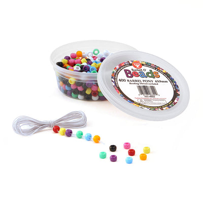 Bucket O’ Beads, Barrel Pony, 6 x 9 mm, 400 Per Pack, 6 Packs