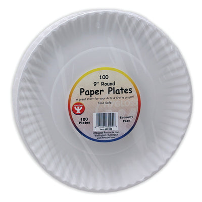 White Paper Plates, 9-Inch, 100 Per Pack, 6 Packs