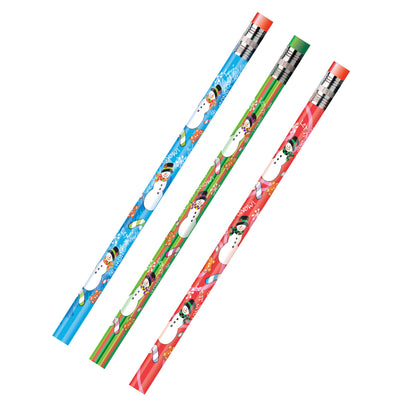 Decorated Pencils, Assorted Holiday Snowmen, 12 Per Pack, 12 Packs