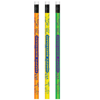 Neon Happy Birthday Pencil, Pack of 144