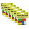 Assorted Color Blank 16mm Foam Dice, 12 Per Pack, 6 Packs