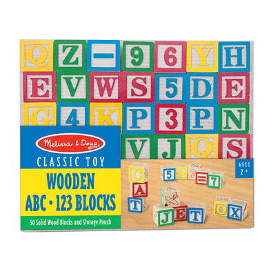 Wooden ABC-123 Block Set, 50 Pieces