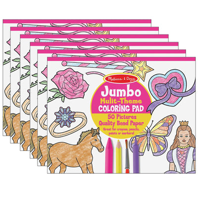 Jumbo Multi-Theme Coloring Pad, 11" x 14", Pink, Pack of 6
